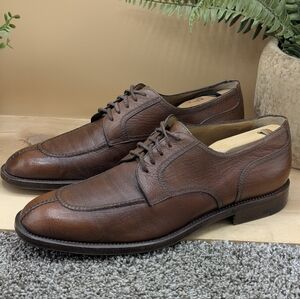 A. Testoni Brown Leather Oxford Mens Size 10M Dress Shoes Made In Italy Work